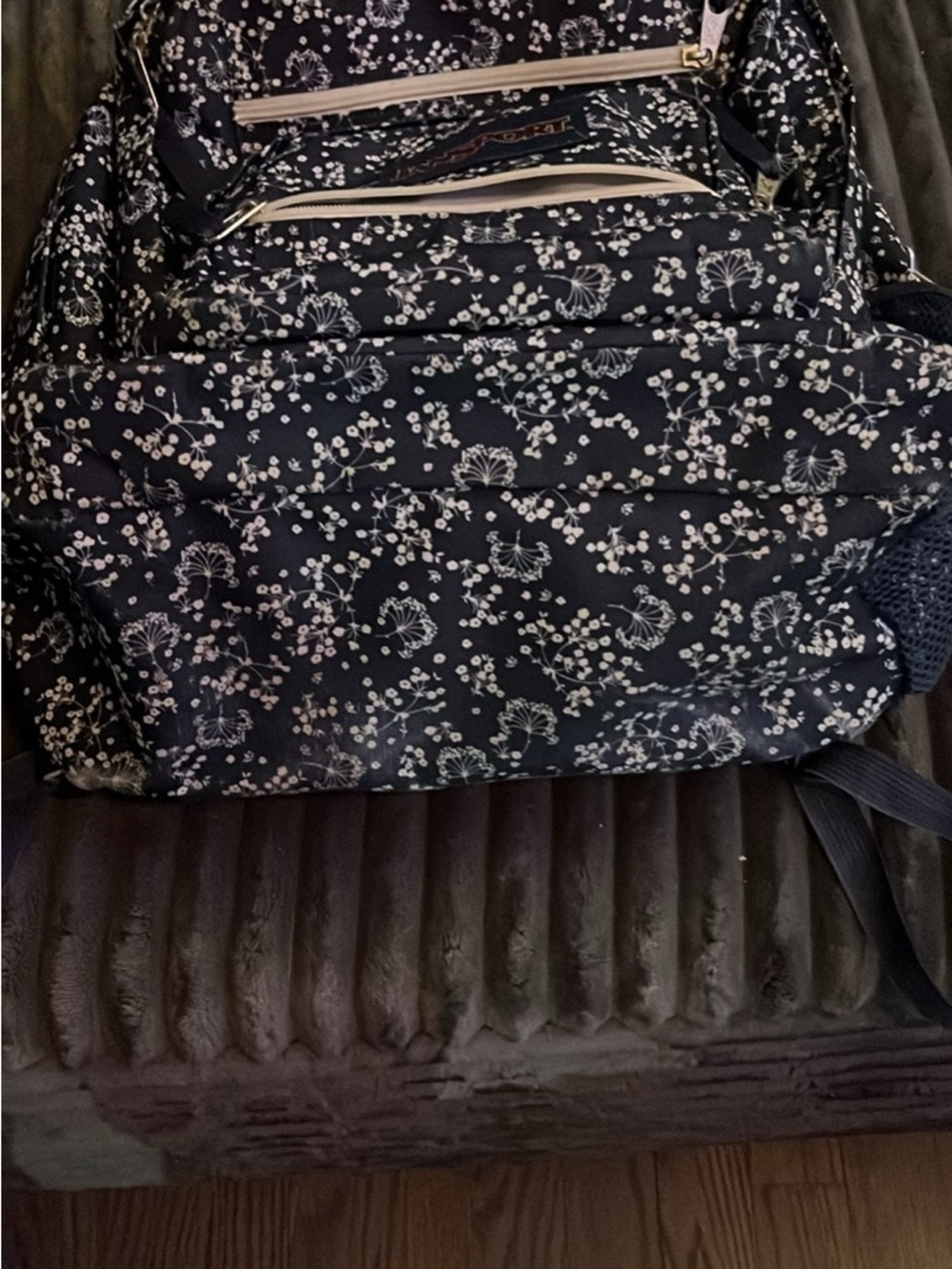 Jansport Navy Floral Backpack with Cream Accents - Picture 8 of 8